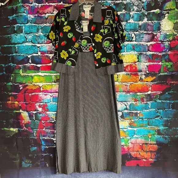 Vintage Dresses Vintage Olivia Rose Fruit Basket Dress Set Button